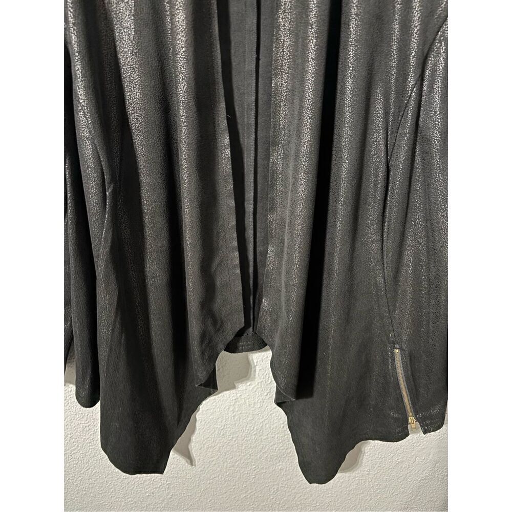 ❤️Tahari Women’s Plus Faux Leather Waterfall Jacket - Picture 3 of 8
